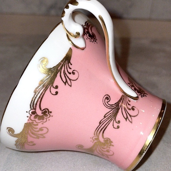 Aynsley Bone China Rare Corset Shape Dusty Rose Vintage Cup & Saucer Like New - Picture 7 of 9